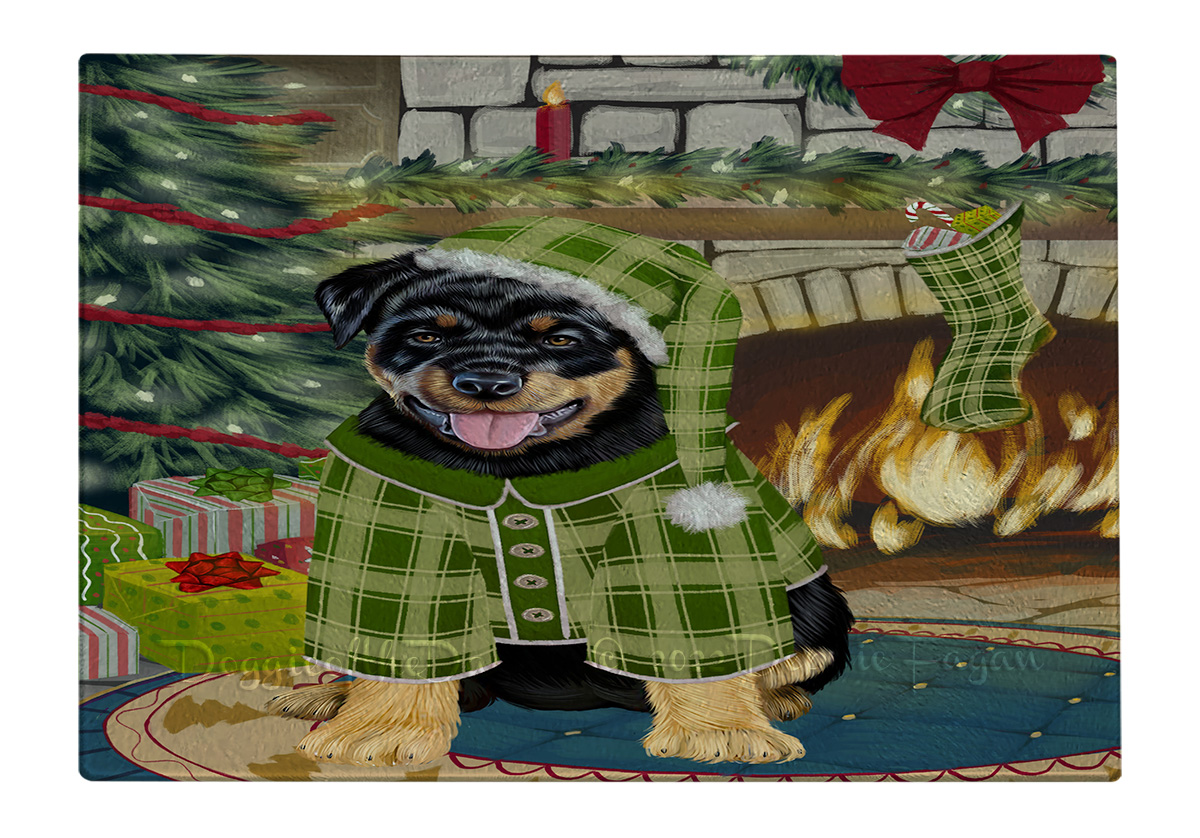 Rottweiler Dog Cutting Board Tempered Glass Personalized Custom Christmas NWT