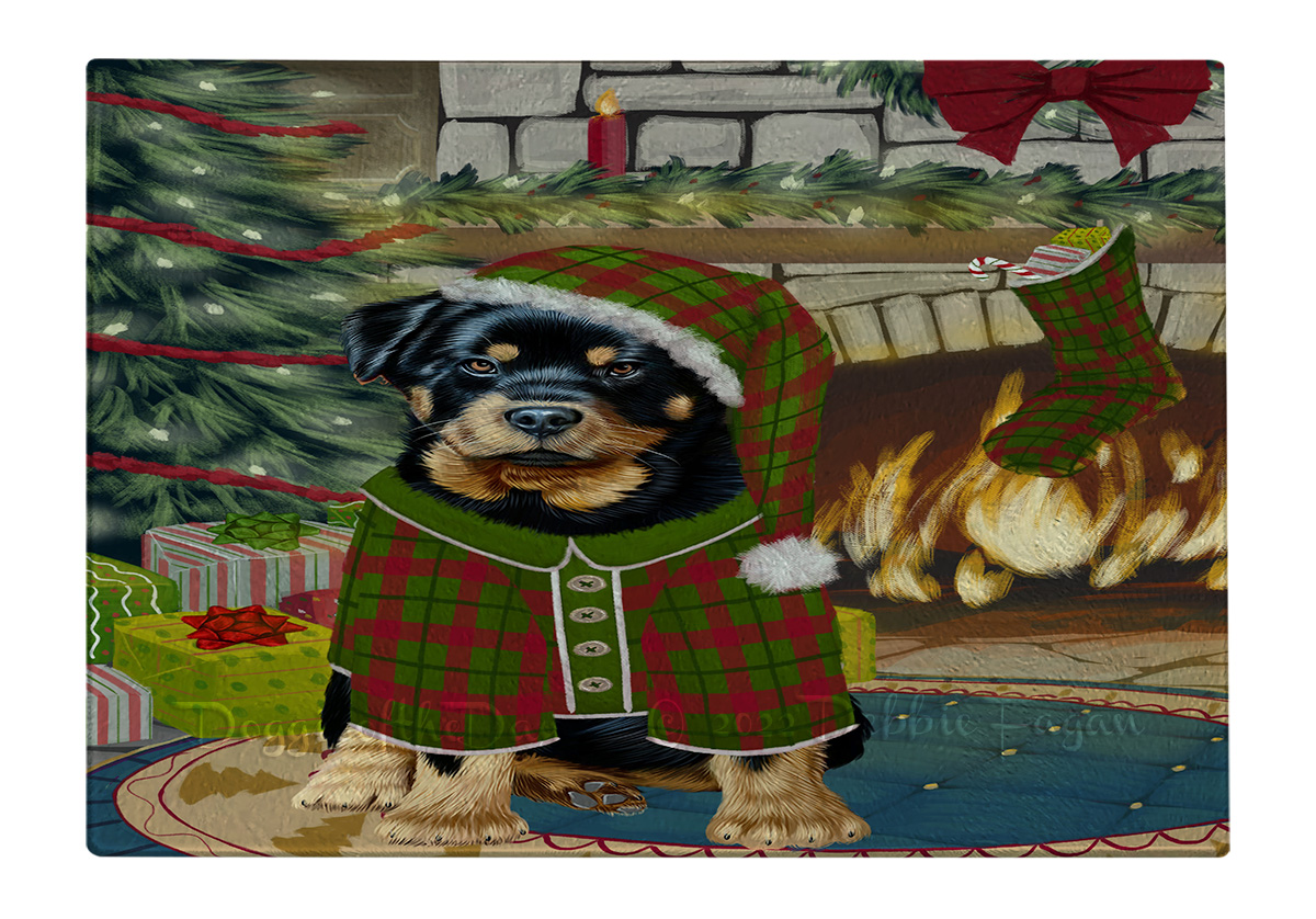 Rottweiler Dog Cutting Board Tempered Glass Personalized Custom Christmas NWT