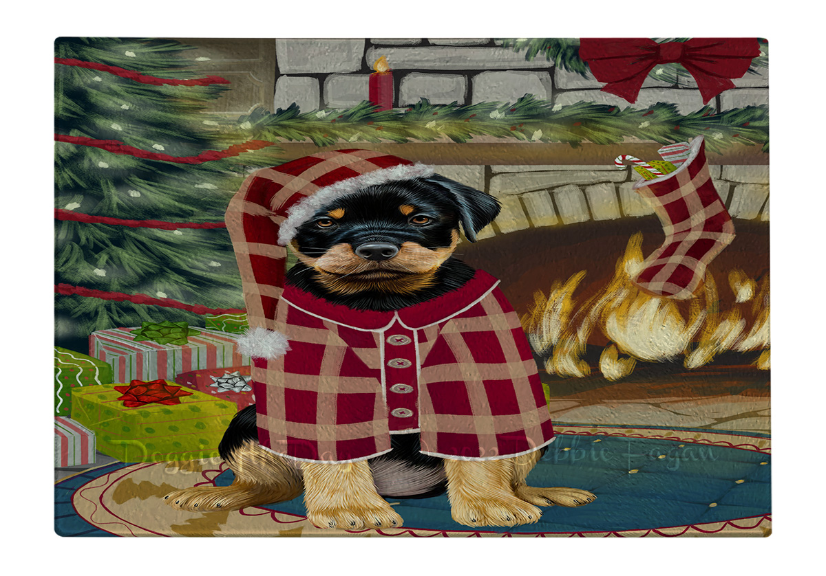 Rottweiler Dog Cutting Board Tempered Glass Personalized Custom Christmas NWT