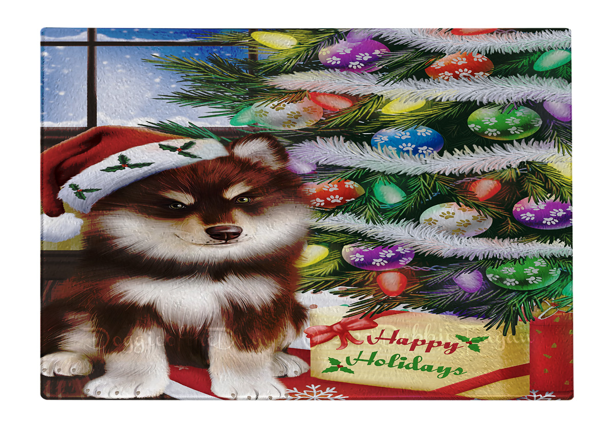Finnish Lapphund Dog Cutting Board Tempered Glass Personalized Christmas NWT - Picture 45 of 49