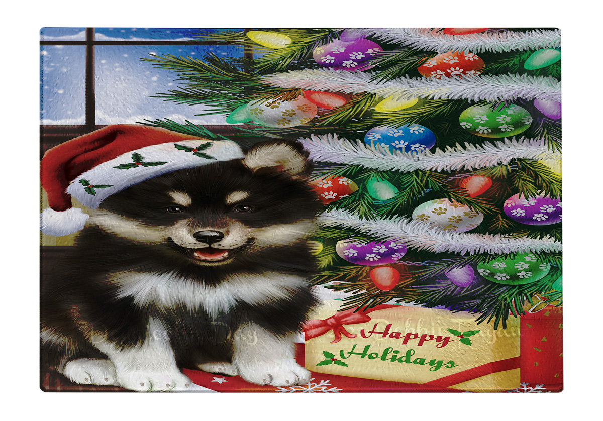 Finnish Lapphund Dog Cutting Board Tempered Glass Personalized Christmas NWT - Picture 46 of 49