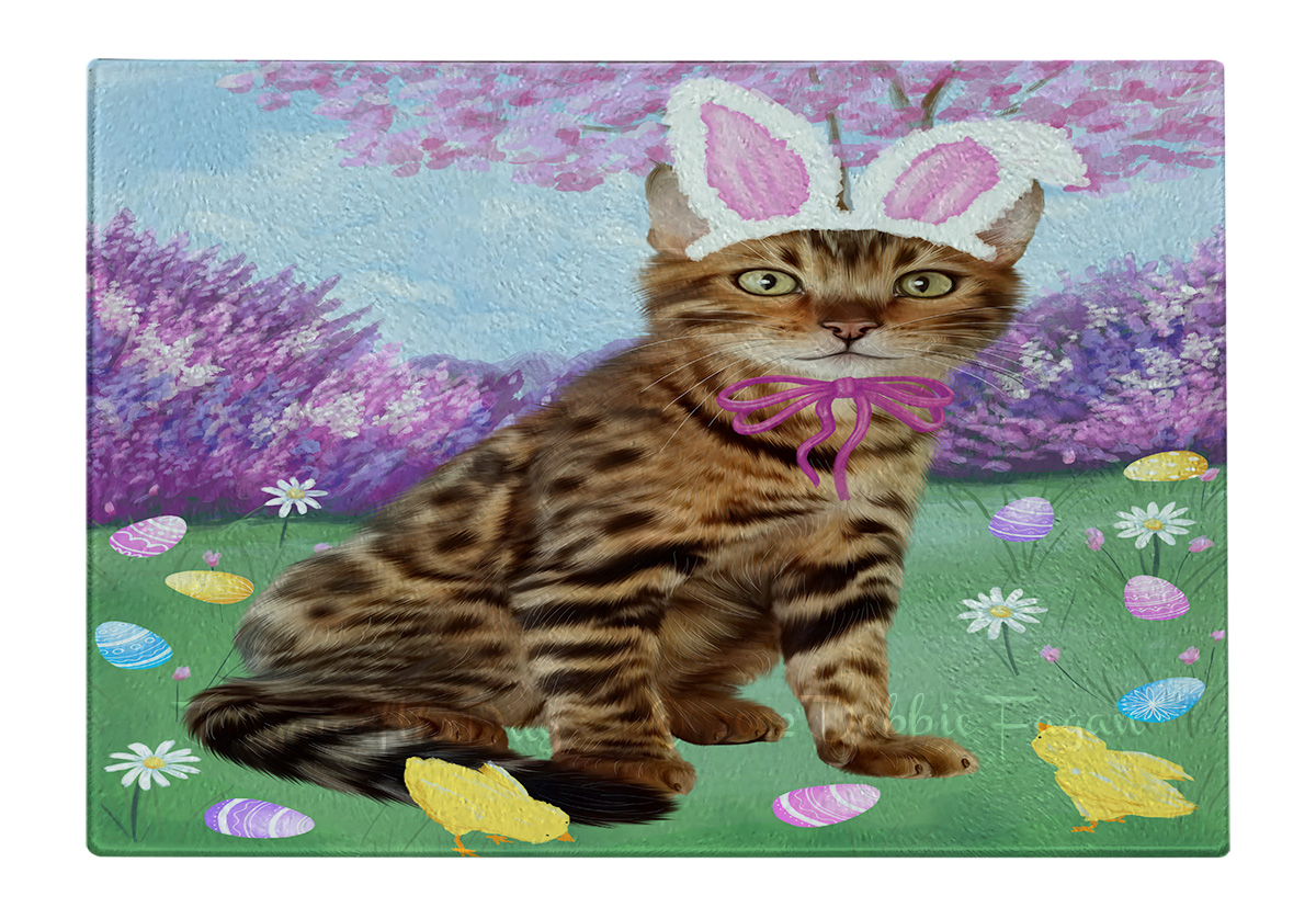 Bengal Cat Cutting Board Tempered Glass Personalized Kitchen Custom NWT