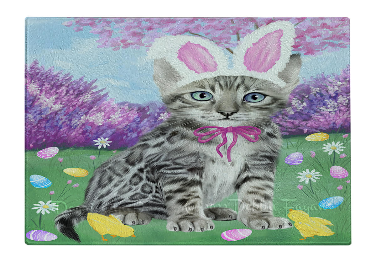 Bengal Cat Cutting Board Tempered Glass Personalized Kitchen Custom NWT