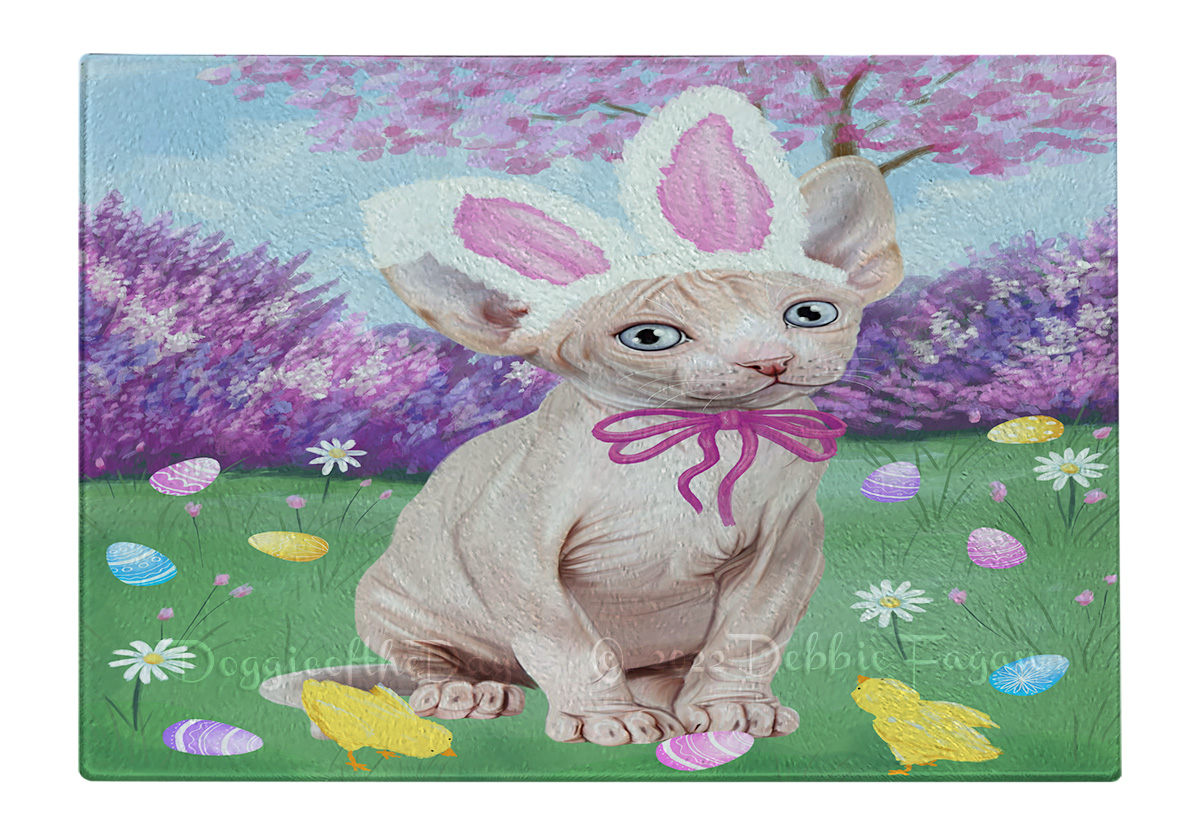 Sphynx Cat Cutting Board Tempered Glass Personalized Kitchen Custom NWT