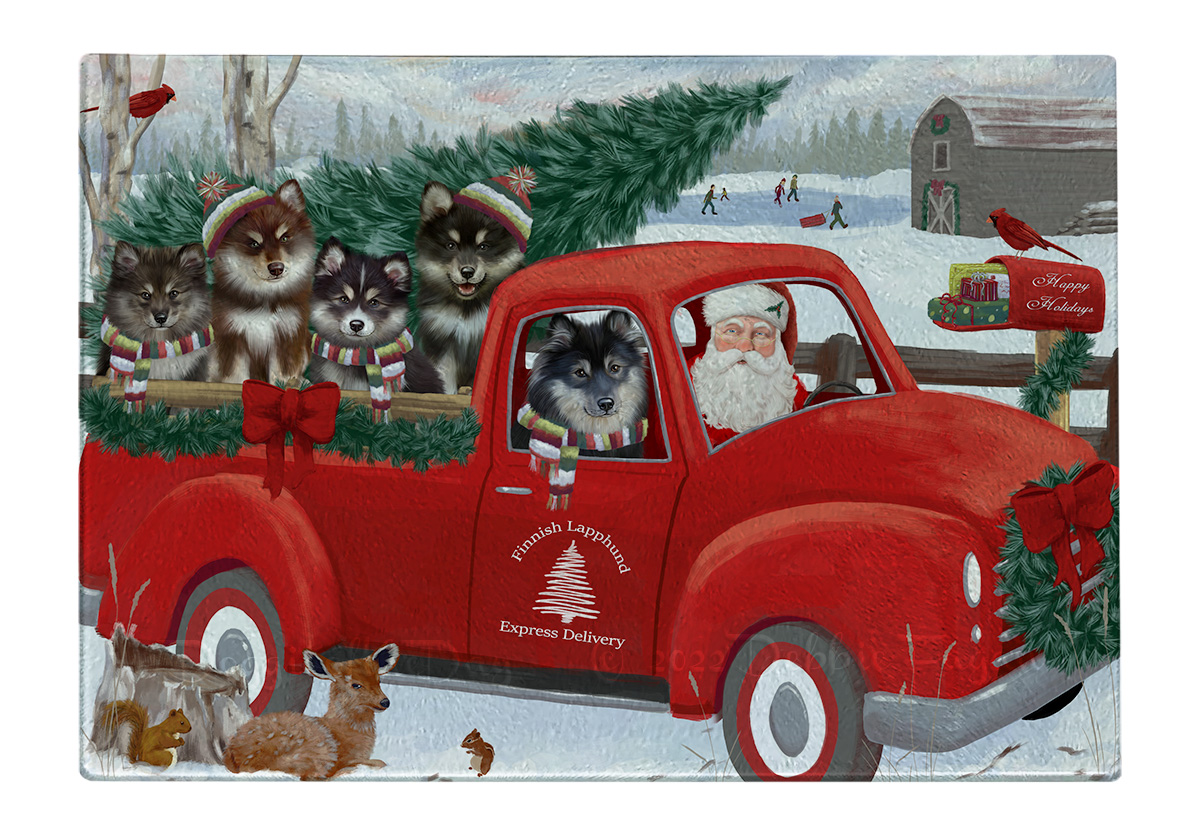 Finnish Lapphund Dog Cutting Board Tempered Glass Personalized Christmas NWT - Picture 11 of 49