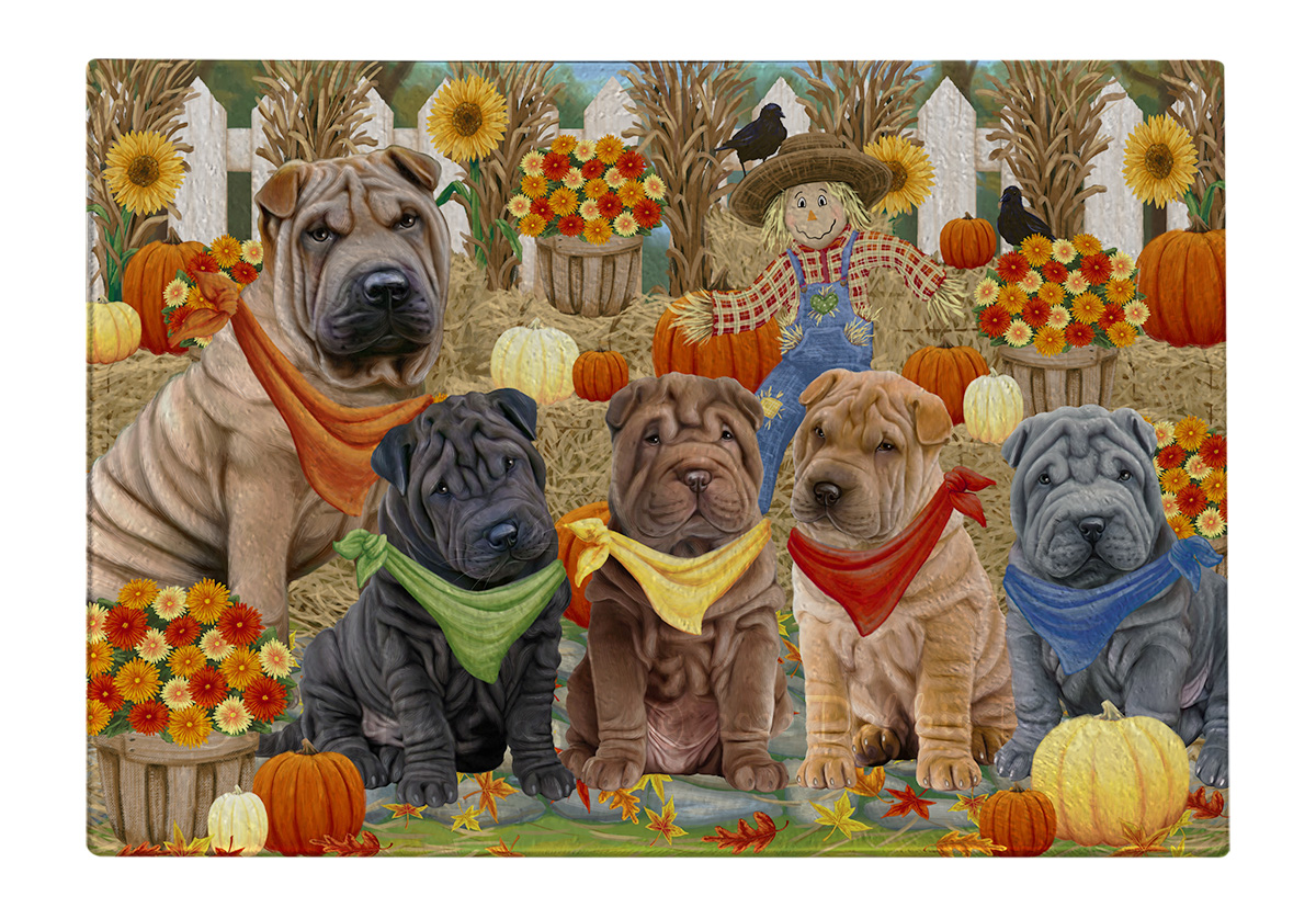 Shar Pei Dog Cutting Board Tempered Glass Personalized Kitchen Custom NWT - Picture 25 of 109
