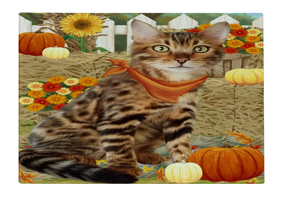 Bengal Cat Cutting Board Tempered Glass Personalized Kitchen Custom NWT