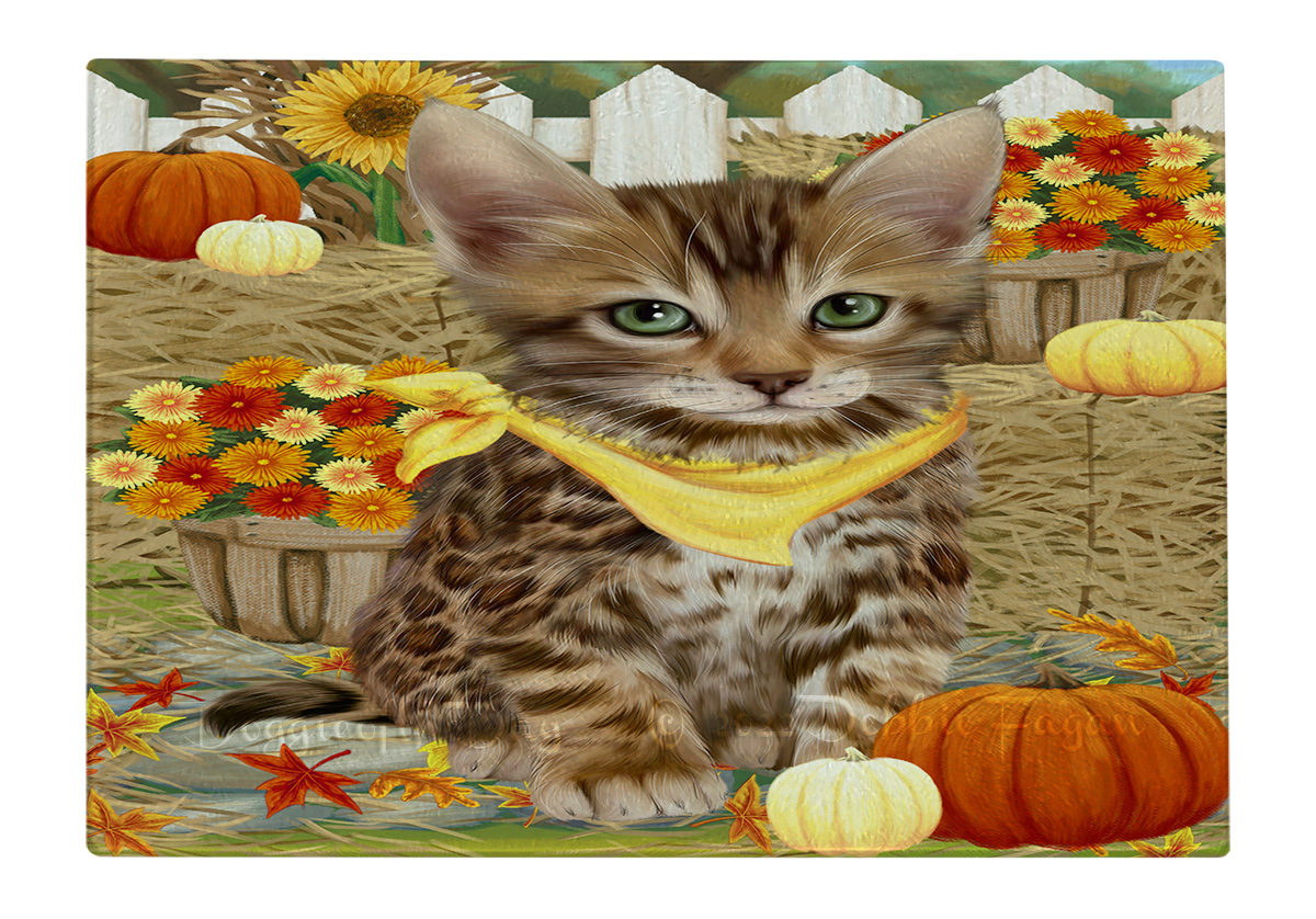 Bengal Cat Cutting Board Tempered Glass Personalized Kitchen Custom NWT