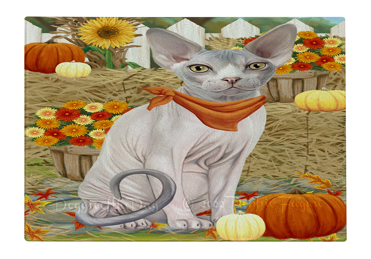 Sphynx Cat Cutting Board Tempered Glass Personalized Kitchen Custom NWT