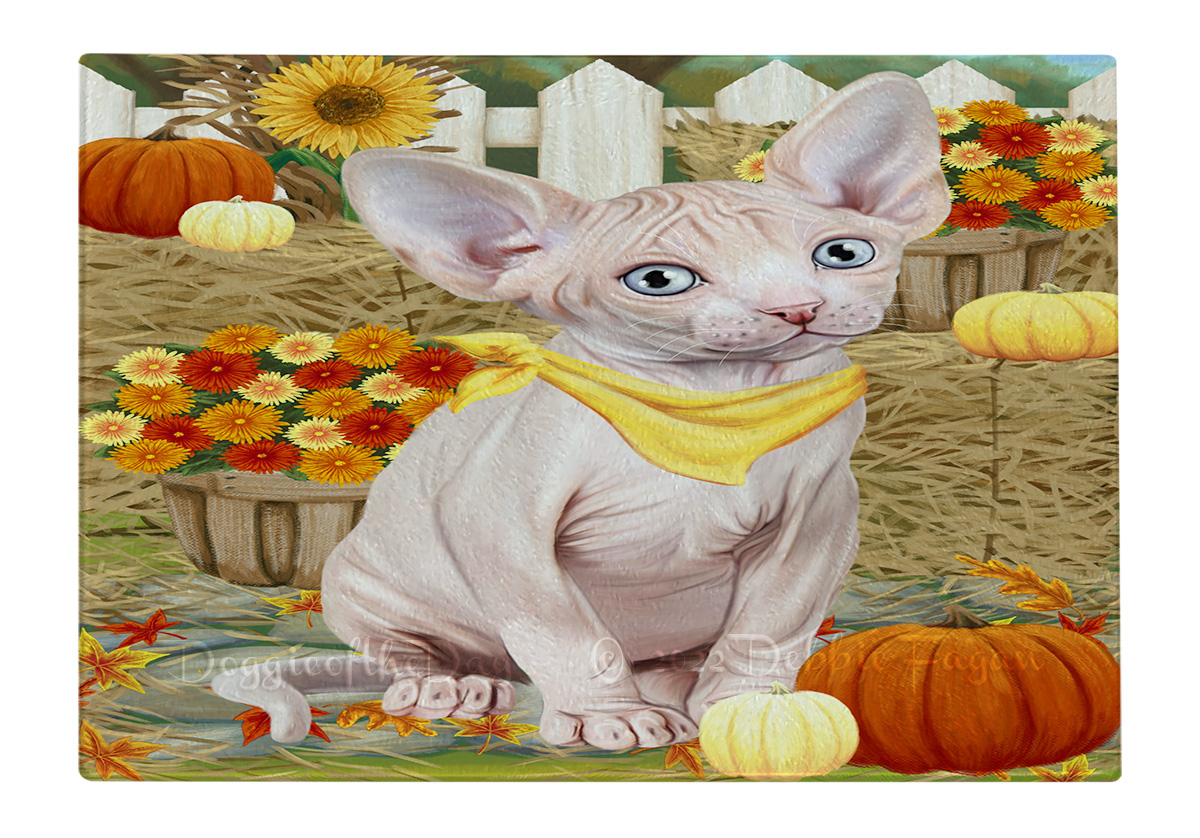 Sphynx Cat Cutting Board Tempered Glass Personalized Kitchen Custom NWT