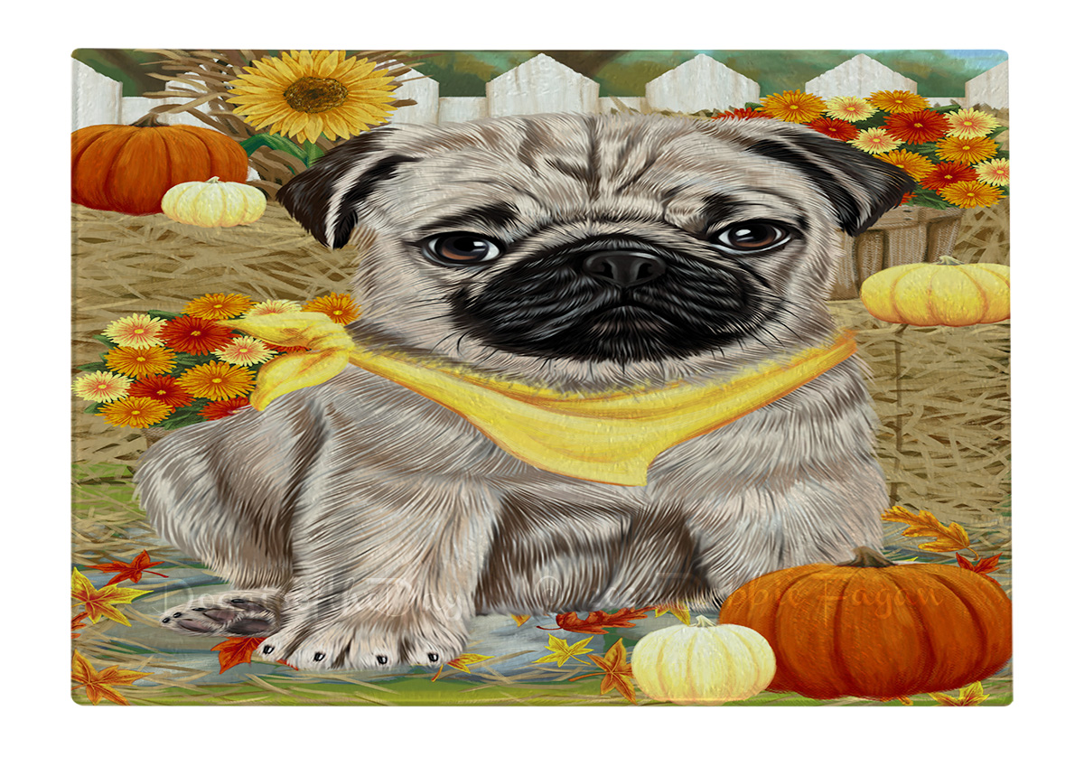 Pug Dog Cutting Board Tempered Glass Personalized Kitchen Custom NWT