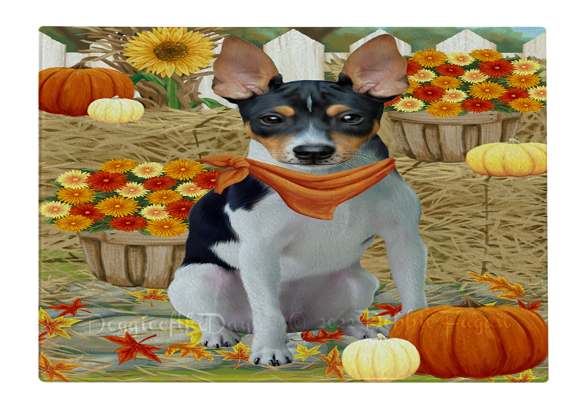 Rat Terrier Dog Cutting Board Tempered Glass Personalized Kitchen Custom NWT