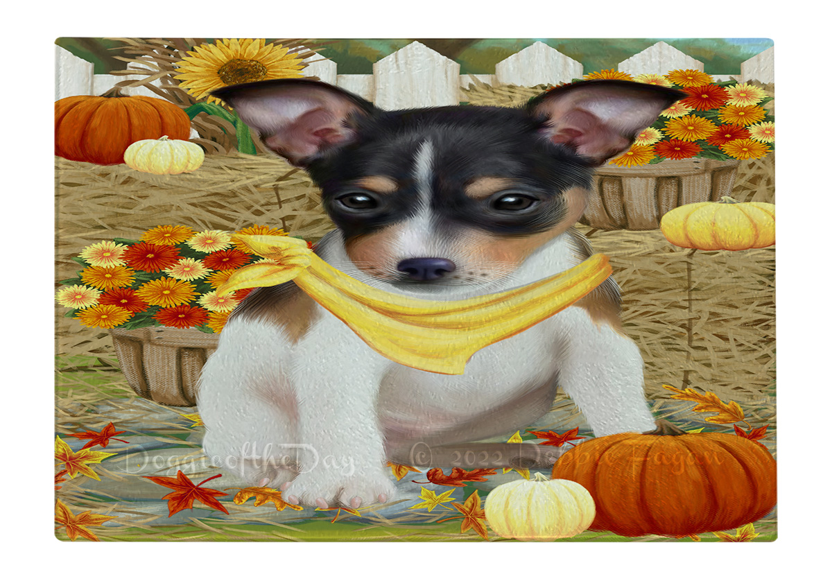 Rat Terrier Dog Cutting Board Tempered Glass Personalized Kitchen Custom NWT