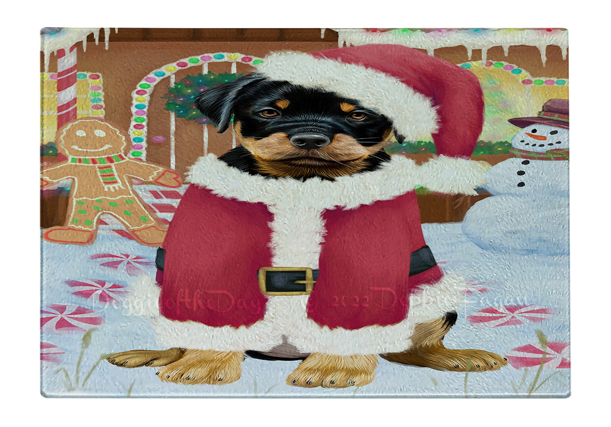 Rottweiler Dog Cutting Board Tempered Glass Personalized Custom Christmas NWT