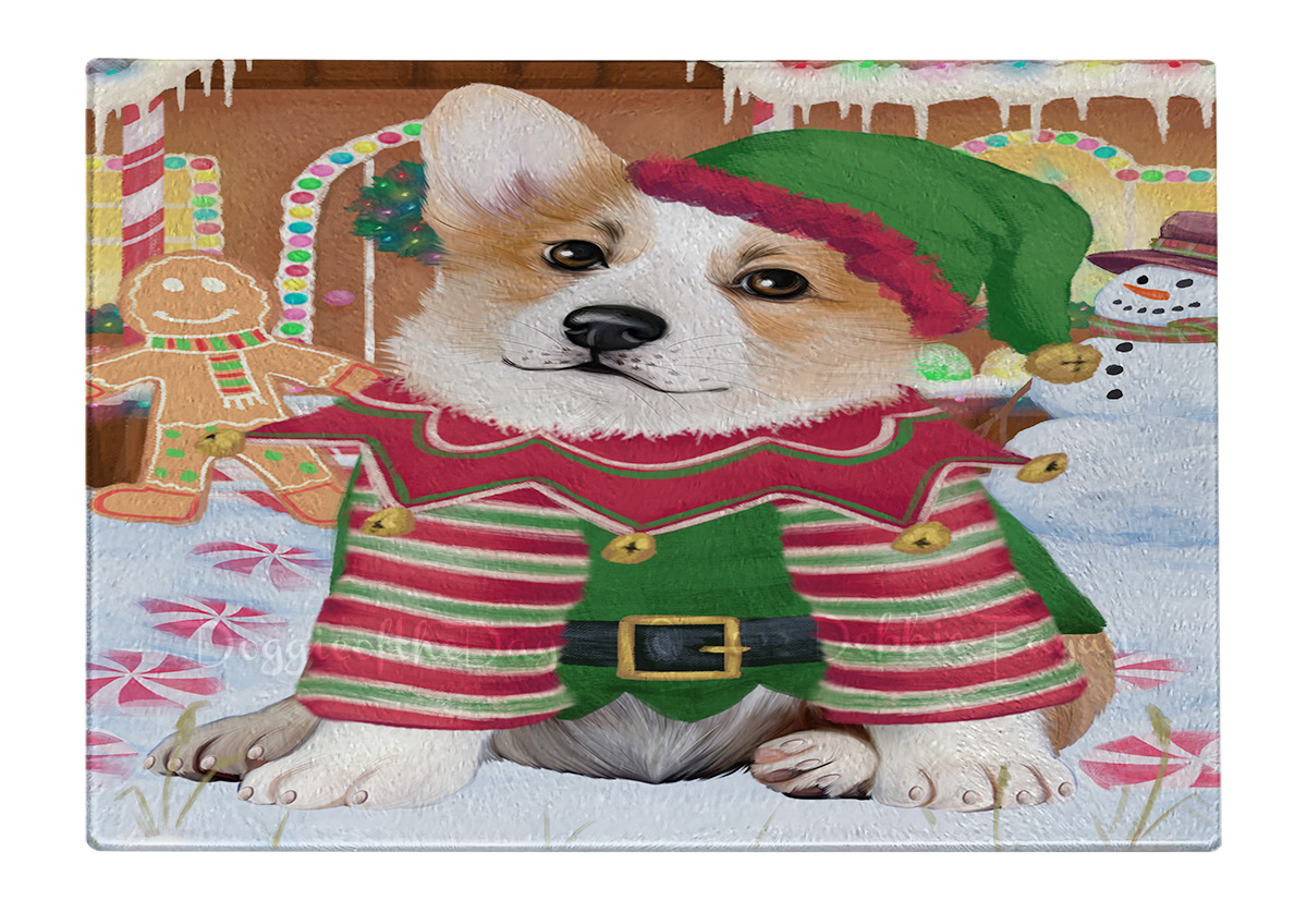 Corgi Dog Cutting Board Tempered Glass Personalized Custom Christmas NWT