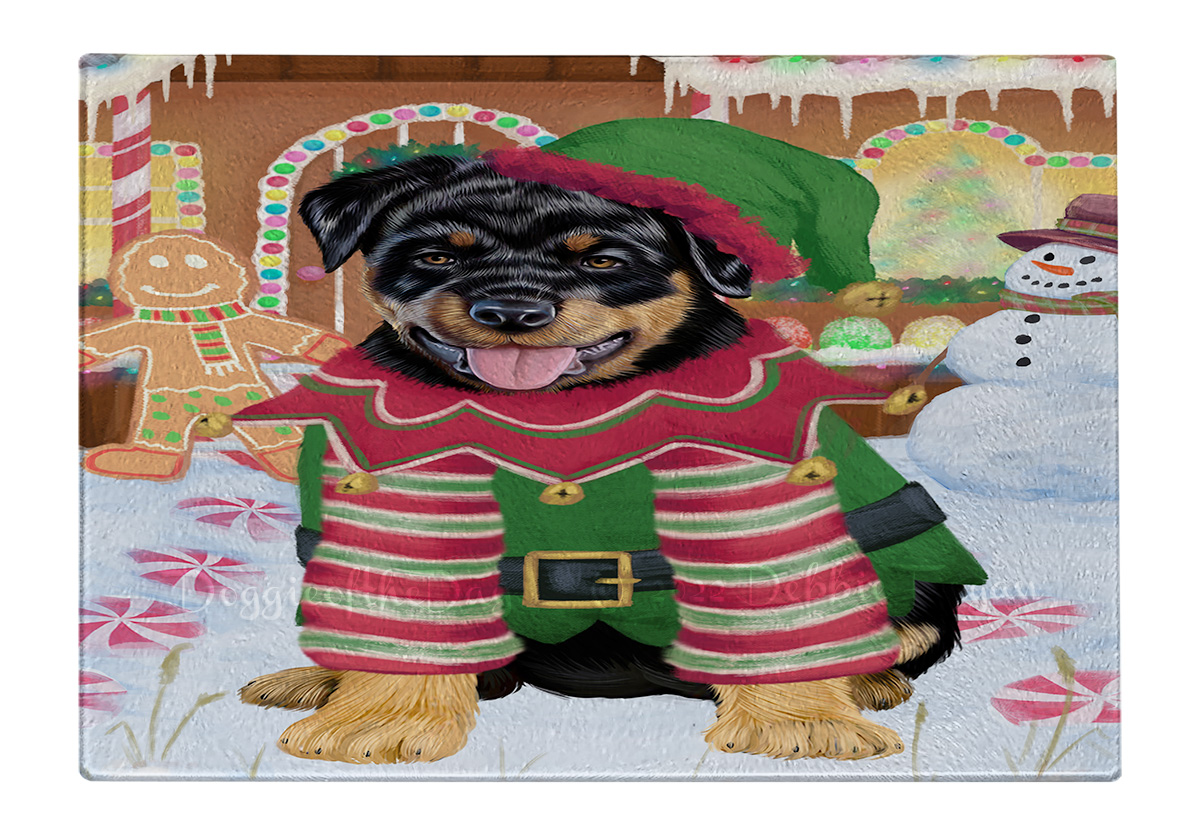 Rottweiler Dog Cutting Board Tempered Glass Personalized Custom Christmas NWT