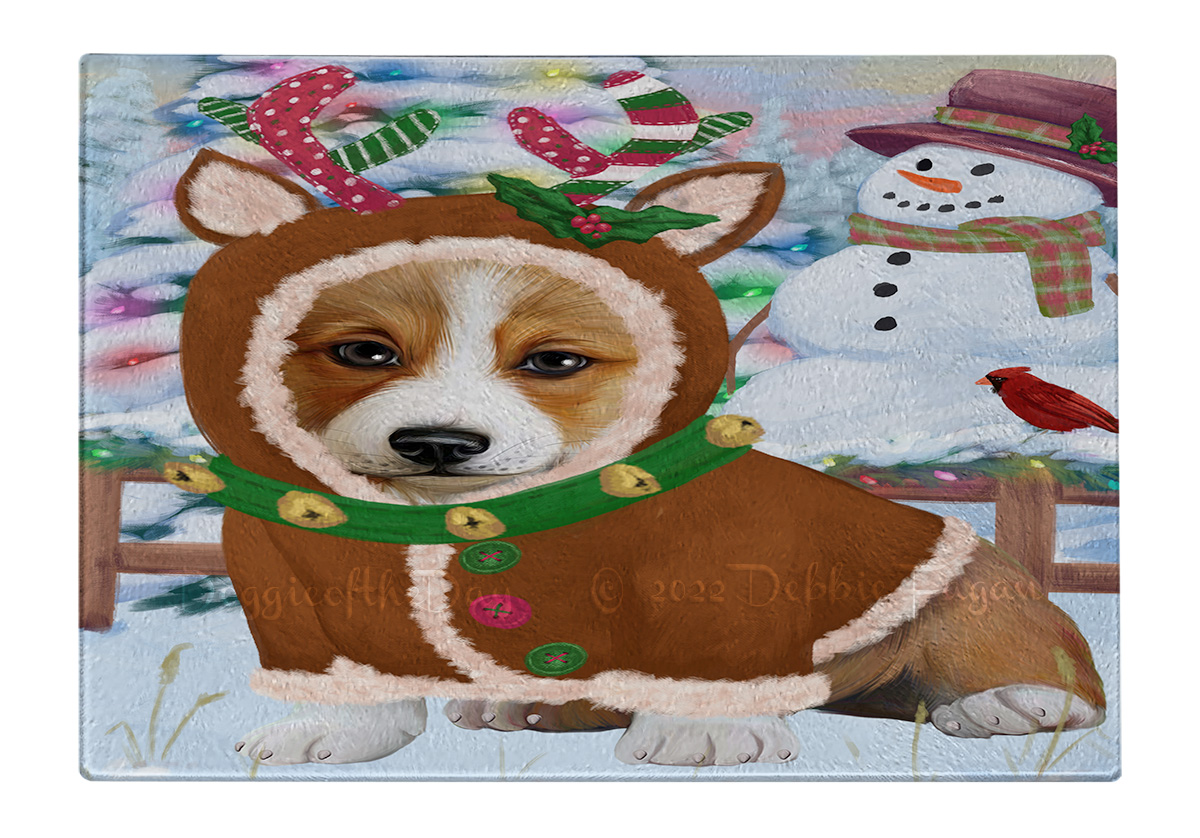 Corgi Dog Cutting Board Tempered Glass Personalized Custom Christmas NWT