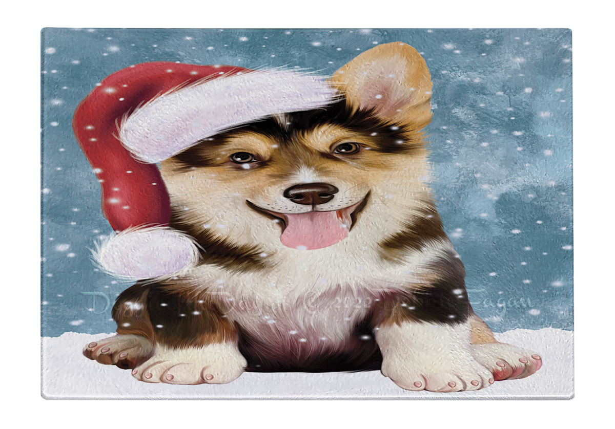 Corgi Dog Cutting Board Tempered Glass Personalized Custom Christmas NWT