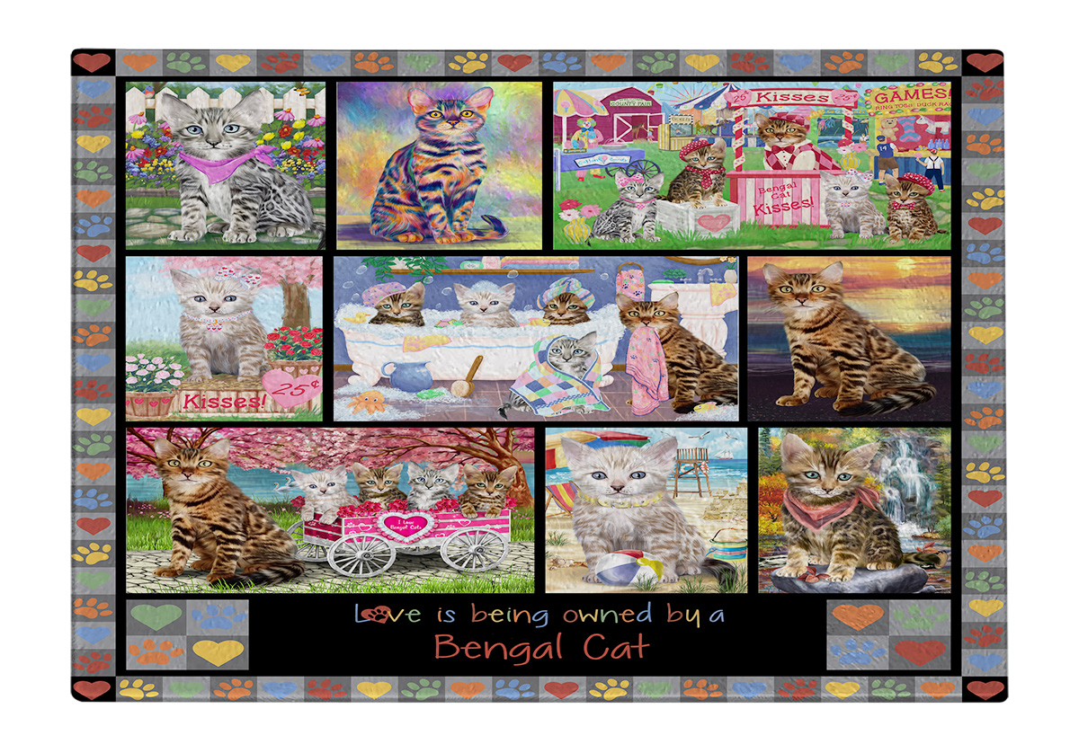 Bengal Cat Cutting Board Tempered Glass Personalized Kitchen Custom NWT