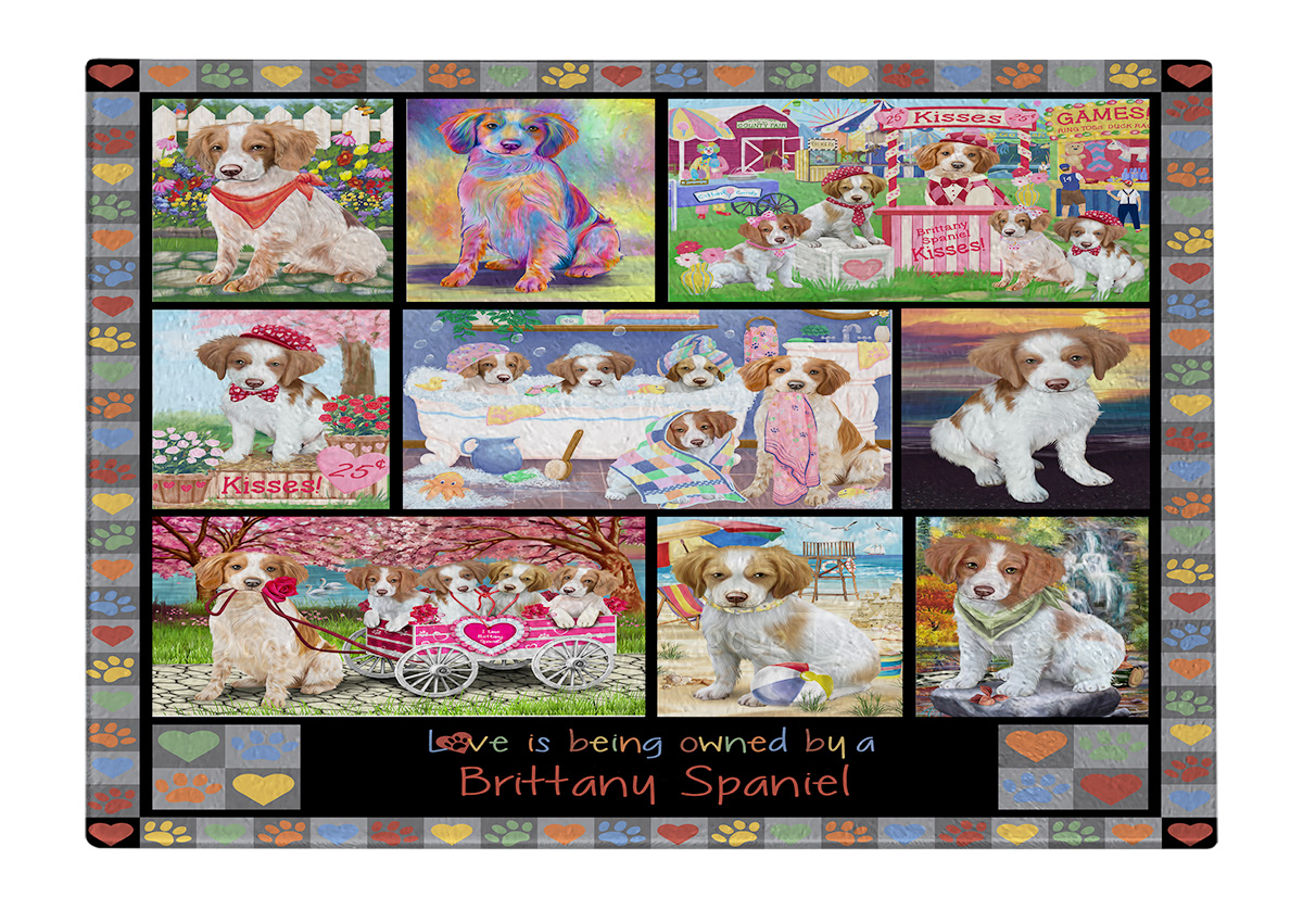 Brittany Spaniel Dog Cutting Board Tempered Glass Personalized Kitchen NWT