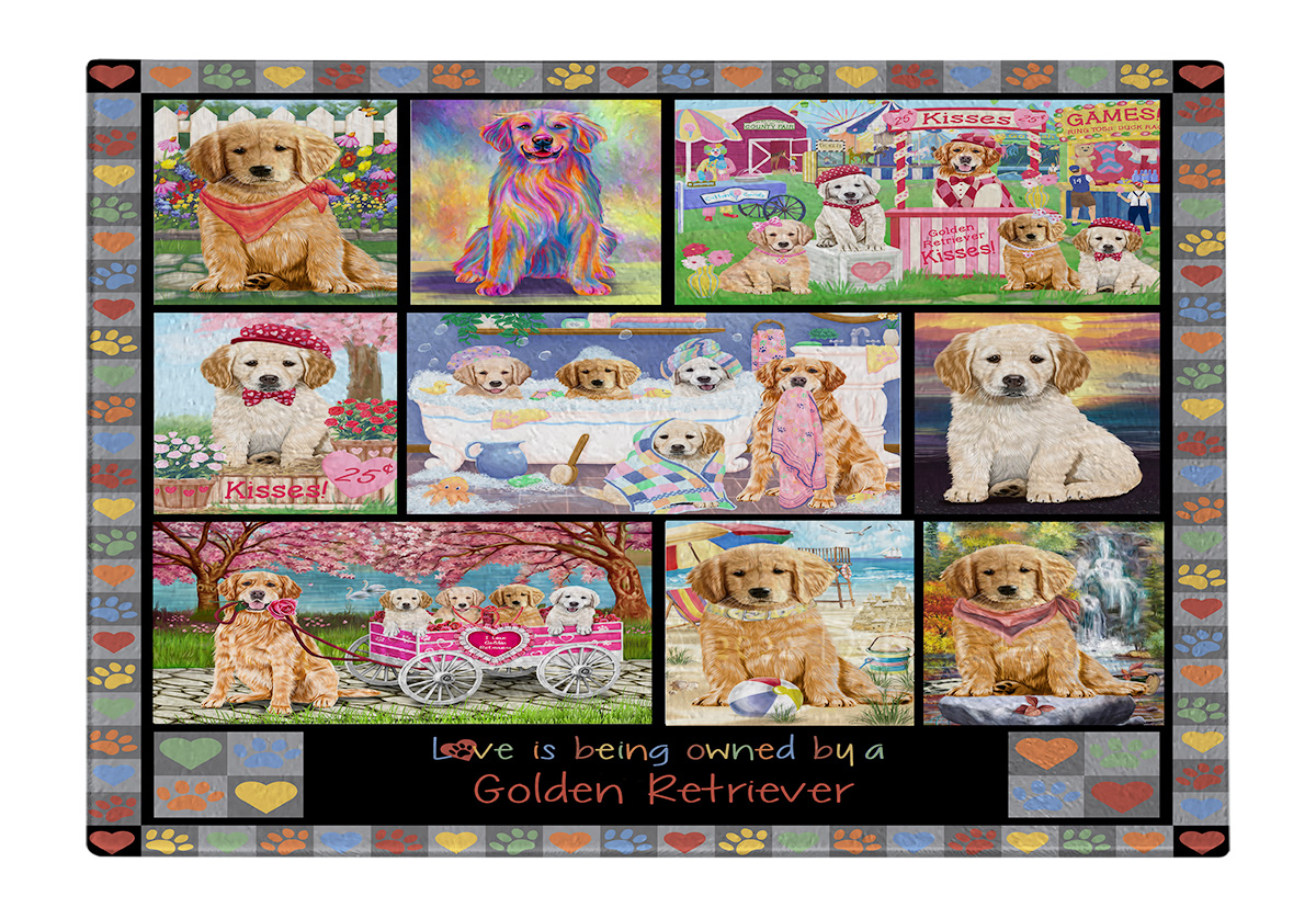 Golden Retriever Dog Cutting Board Tempered Glass Personalized Kitchen NWT