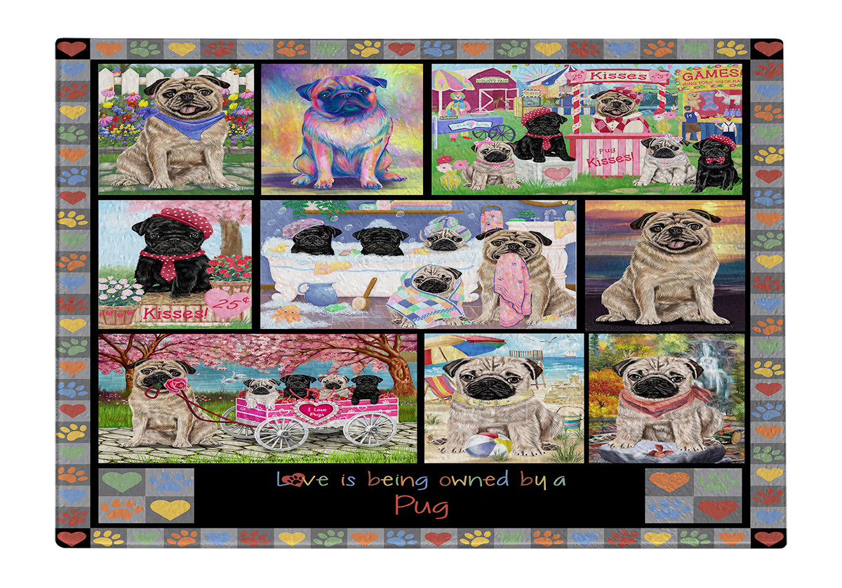 Pug Dog Cutting Board Tempered Glass Personalized Kitchen Custom NWT