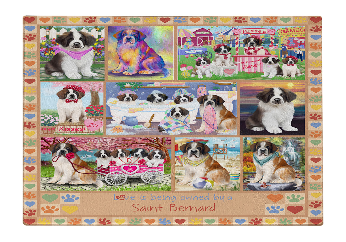 Saint Bernard Dog Cutting Board Tempered Glass Personalized Kitchen Custom NWT - Picture 34 of 81