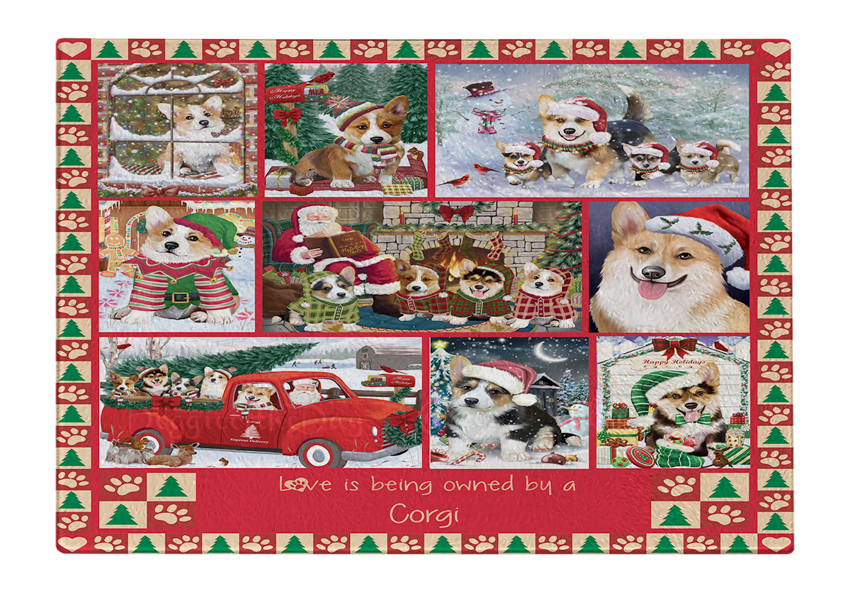 Corgi Dog Cutting Board Tempered Glass Personalized Custom Christmas NWT