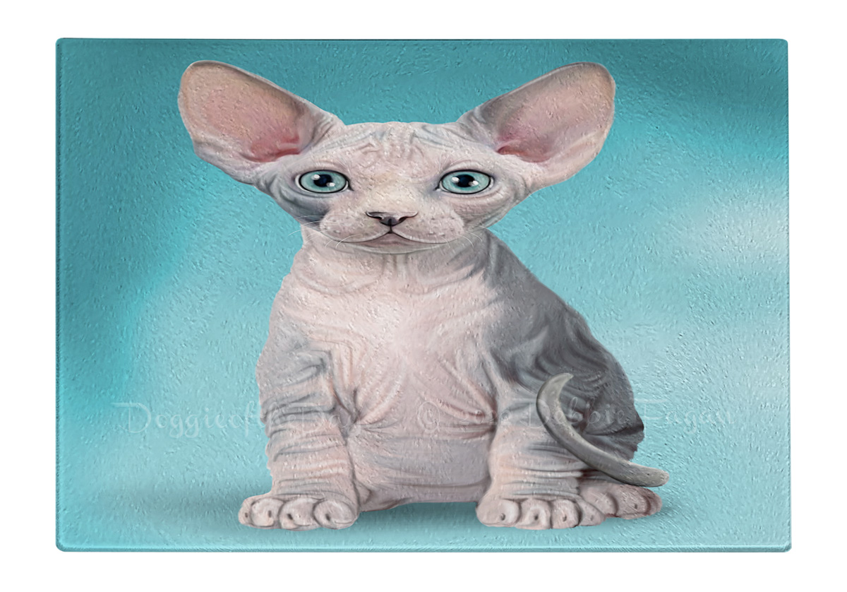 Sphynx Cat Cutting Board Tempered Glass Personalized Kitchen Custom NWT