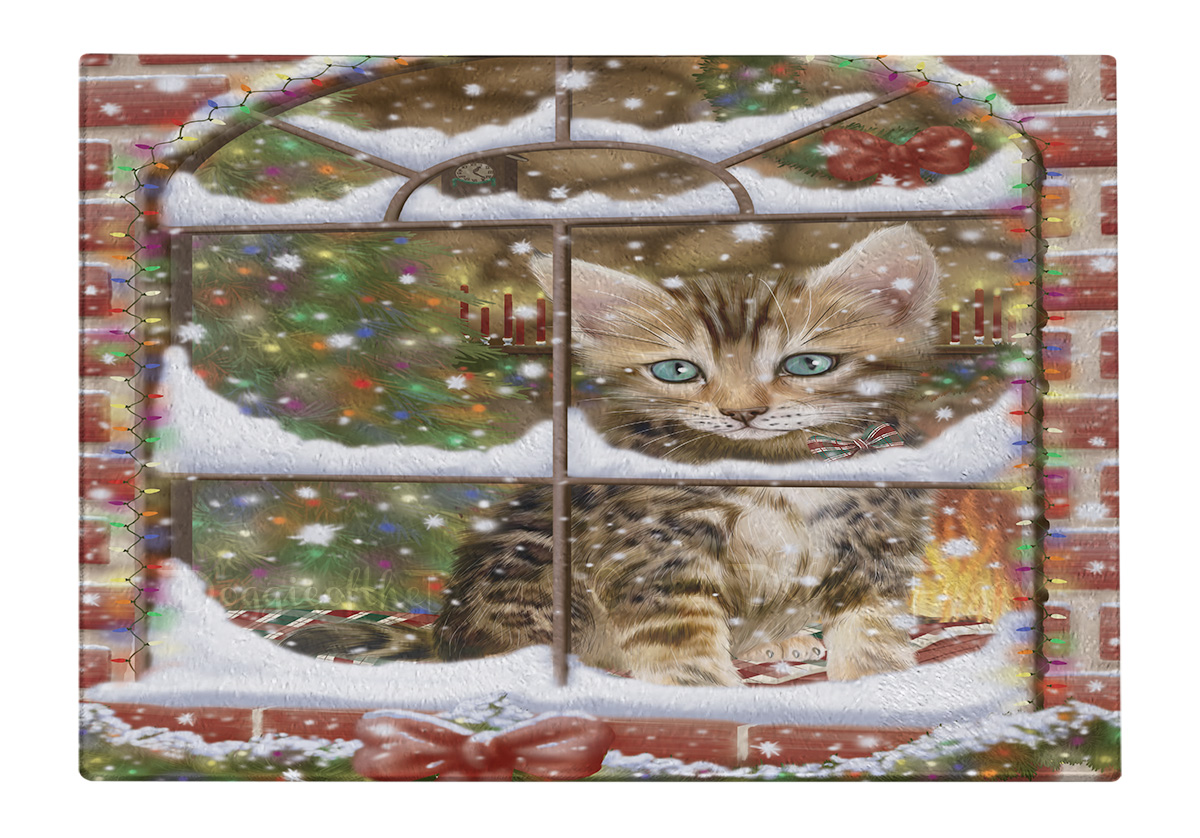 Bengal Cat Cutting Board Tempered Glass Personalized Custom Christmas NWT