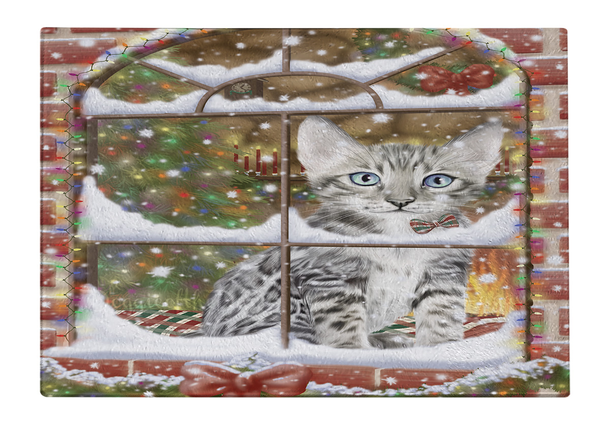 Bengal Cat Cutting Board Tempered Glass Personalized Custom Christmas NWT