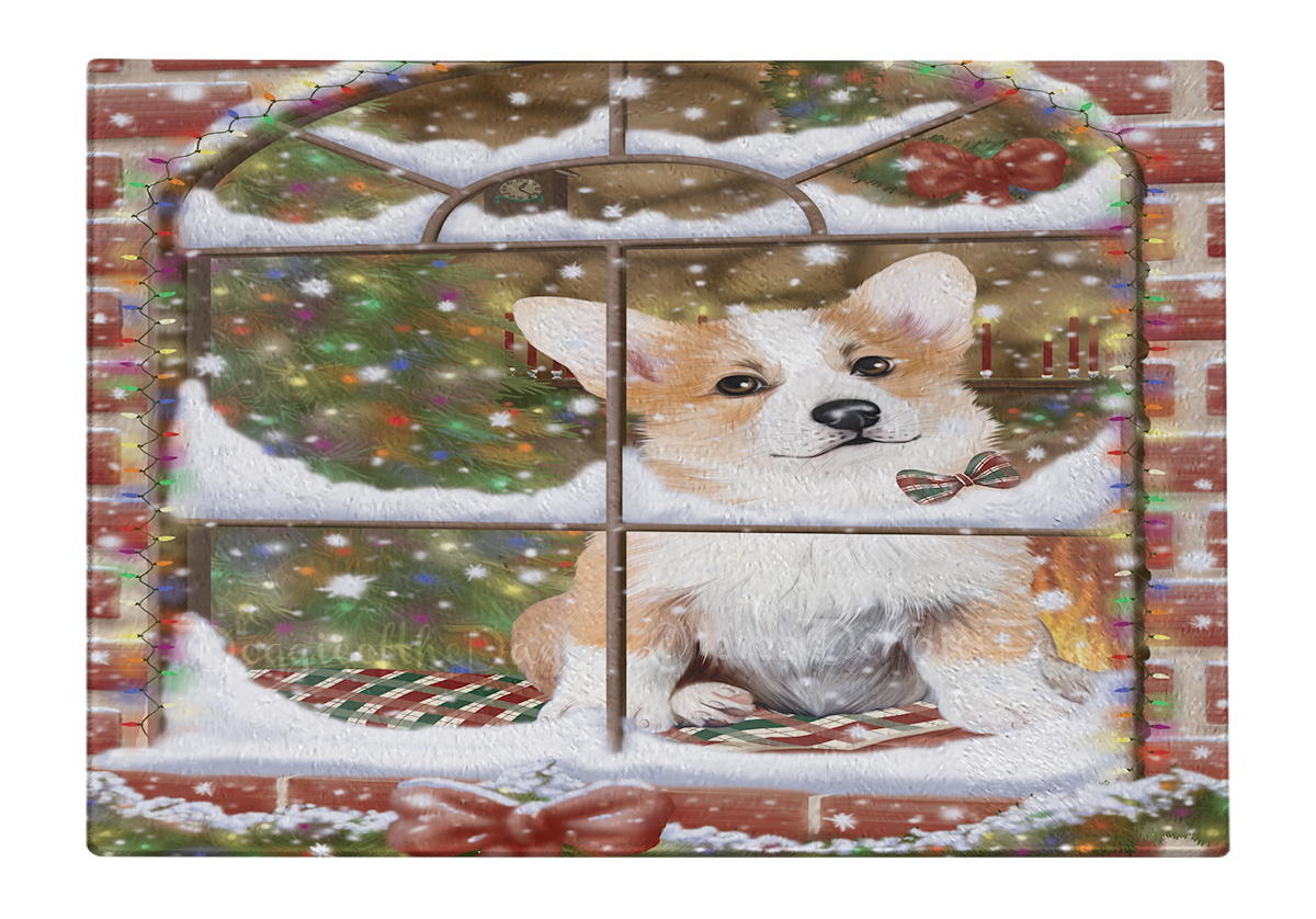 Corgi Dog Cutting Board Tempered Glass Personalized Custom Christmas NWT