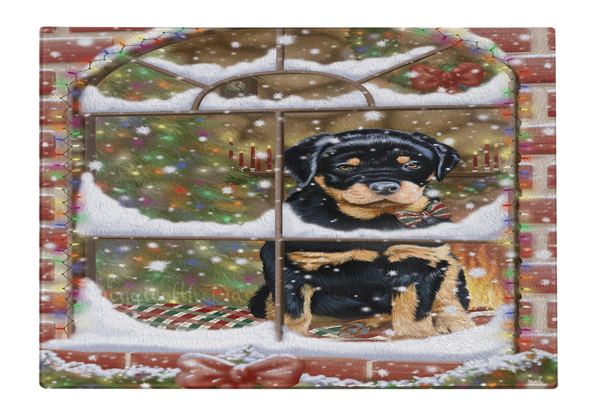 Rottweiler Dog Cutting Board Tempered Glass Personalized Custom Christmas NWT