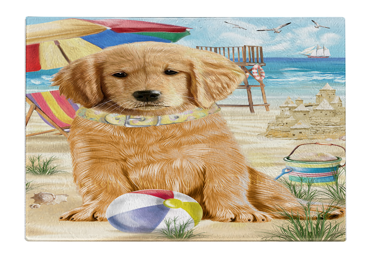 Golden Retriever Dog Cutting Board Tempered Glass Personalized Kitchen NWT