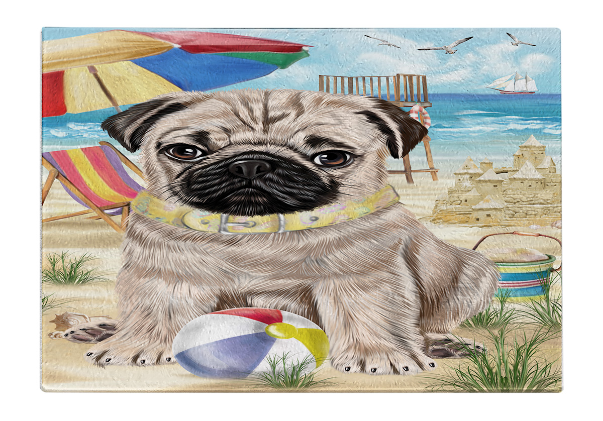 Pug Dog Cutting Board Tempered Glass Personalized Kitchen Custom NWT