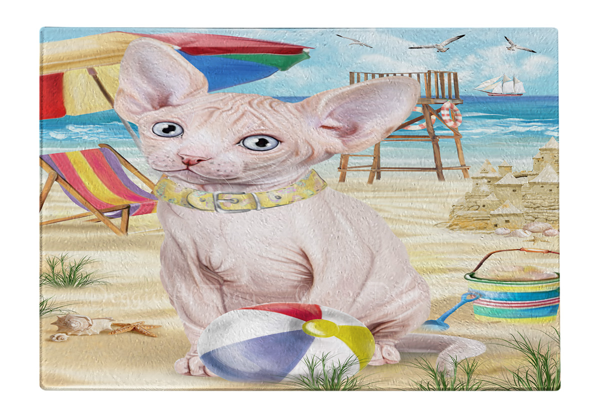 Sphynx Cat Cutting Board Tempered Glass Personalized Kitchen Custom NWT