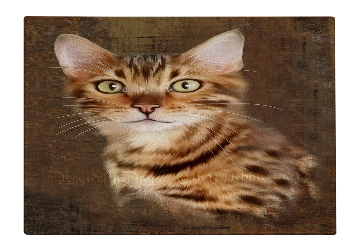 Bengal Cat Cutting Board Tempered Glass Personalized Kitchen Custom NWT