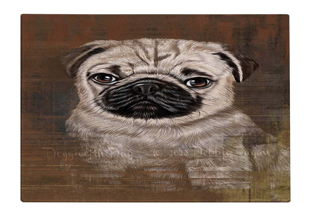 Pug Dog Cutting Board Tempered Glass Personalized Kitchen Custom NWT