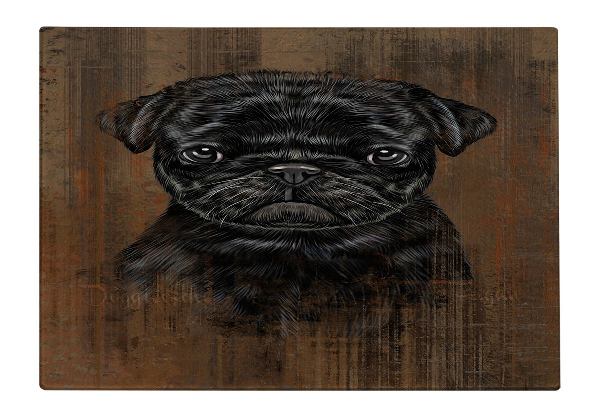 Pug Dog Cutting Board Tempered Glass Personalized Kitchen Custom NWT