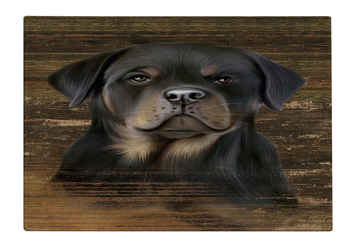 Rottweiler Dog Cutting Board Tempered Glass Personalized Kitchen Custom NWT