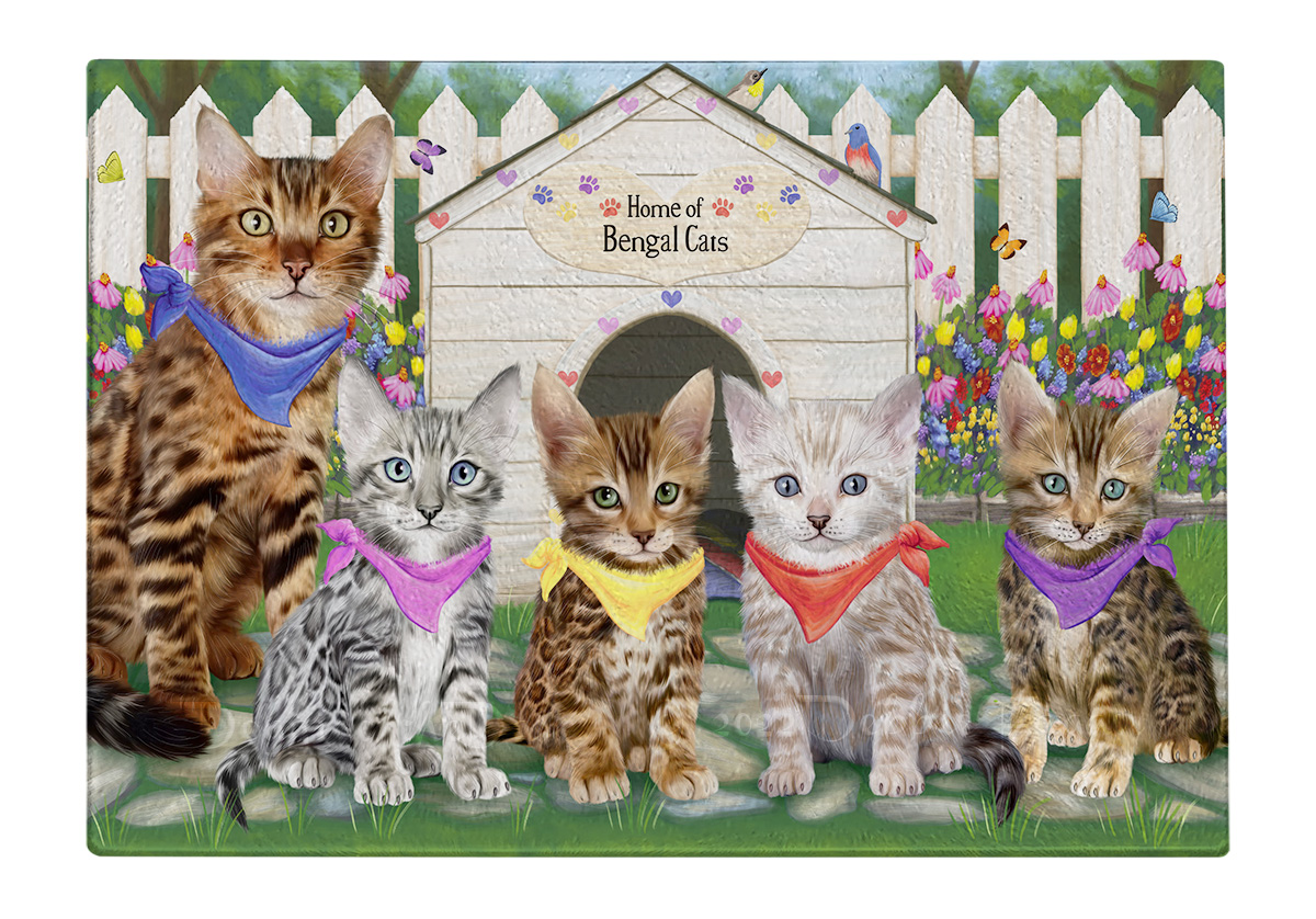 Bengal Cat Cutting Board Tempered Glass Personalized Kitchen Custom NWT