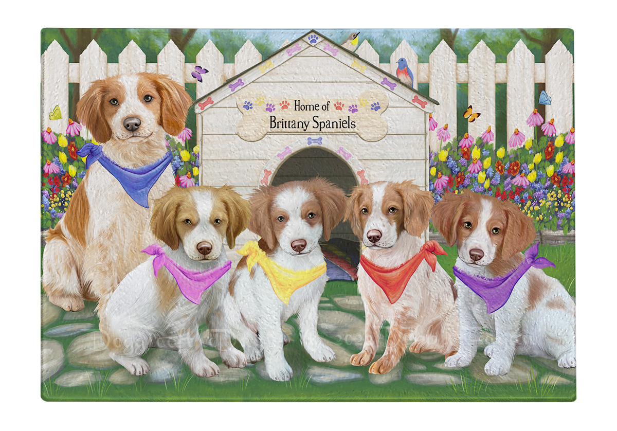 Brittany Spaniel Dog Cutting Board Tempered Glass Personalized Kitchen NWT