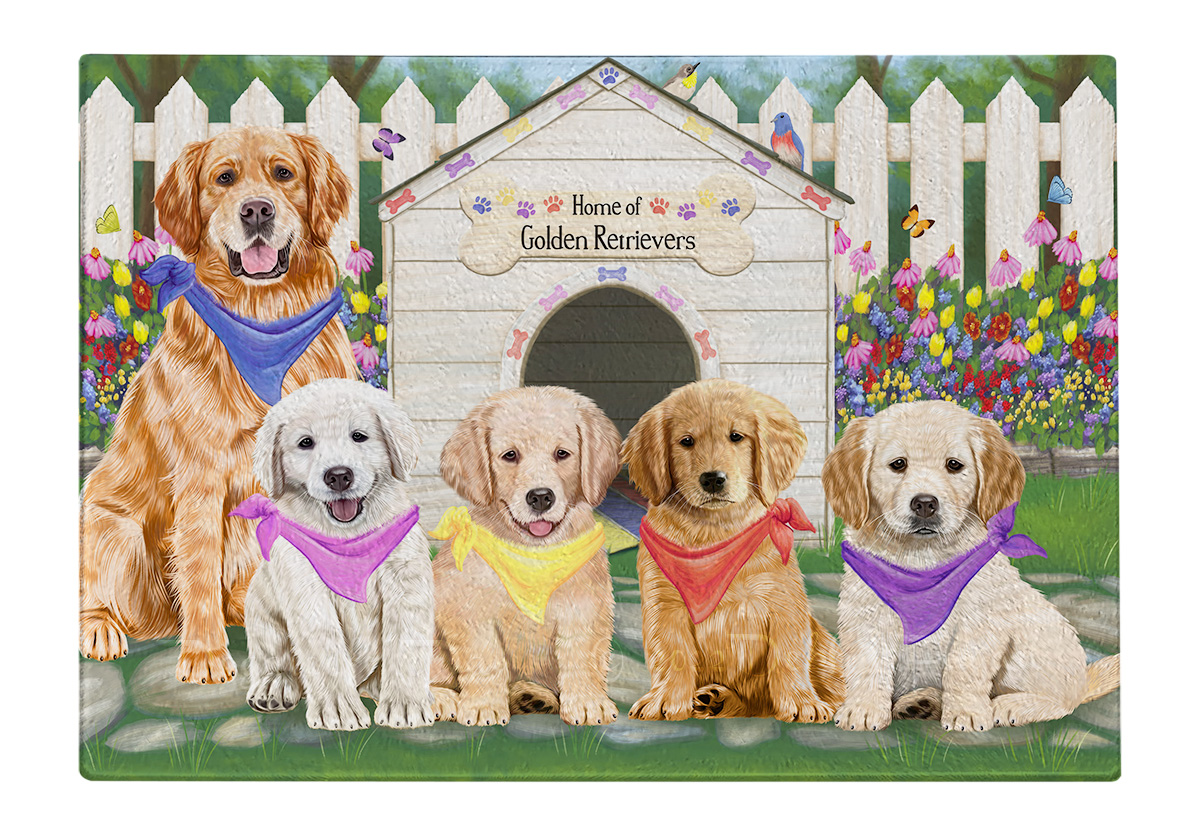 Golden Retriever Dog Cutting Board Tempered Glass Personalized Kitchen NWT