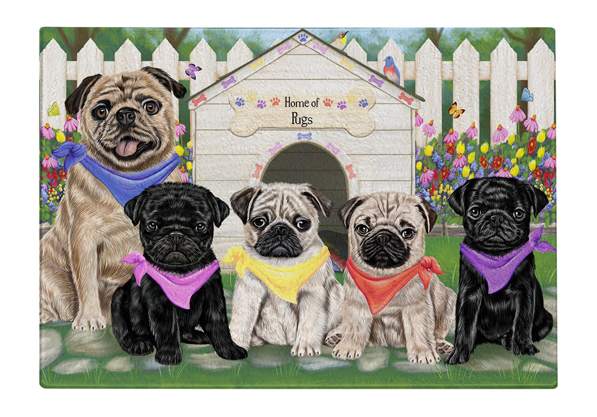 Pug Dog Cutting Board Tempered Glass Personalized Kitchen Custom NWT