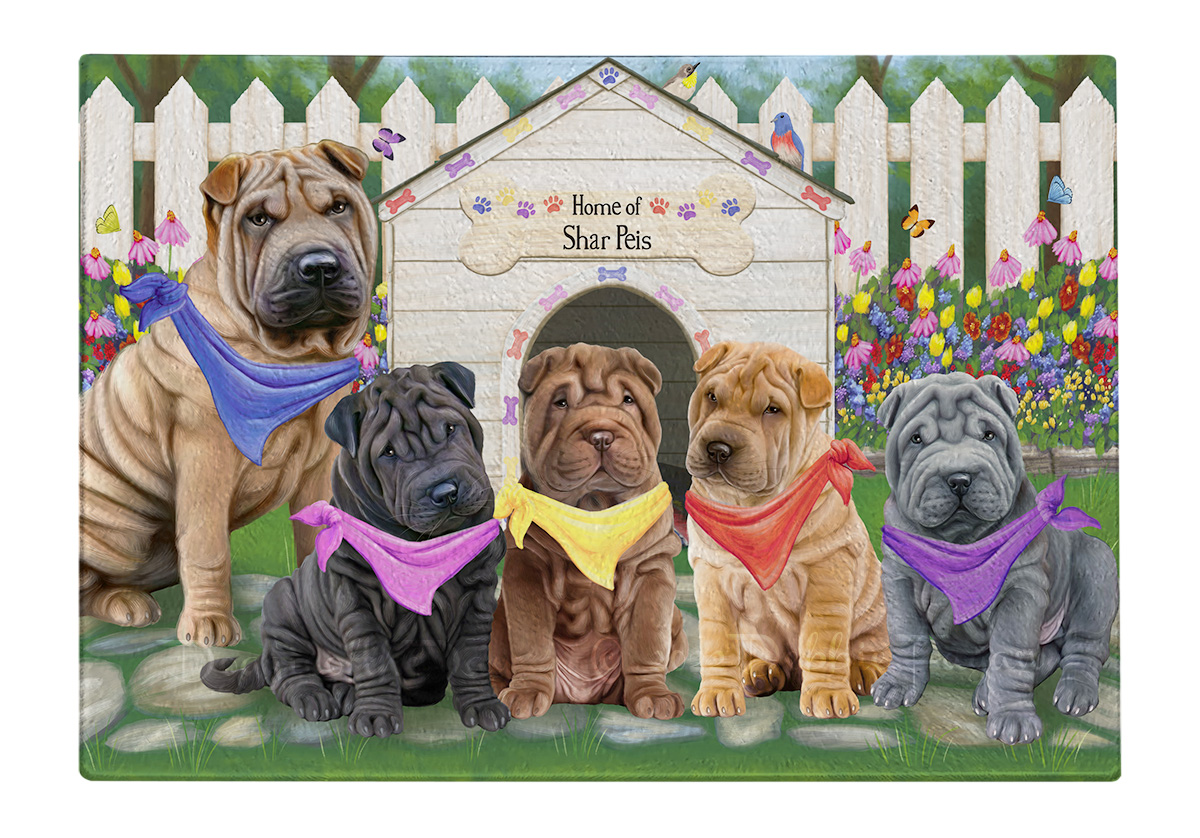 Shar Pei Dog Cutting Board Tempered Glass Personalized Kitchen Custom NWT - Picture 22 of 109