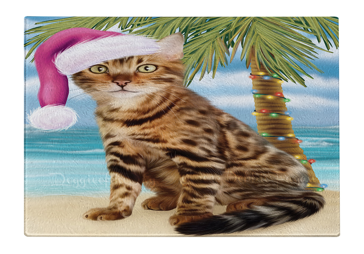 Bengal Cat Cutting Board Tempered Glass Personalized Custom Christmas NWT