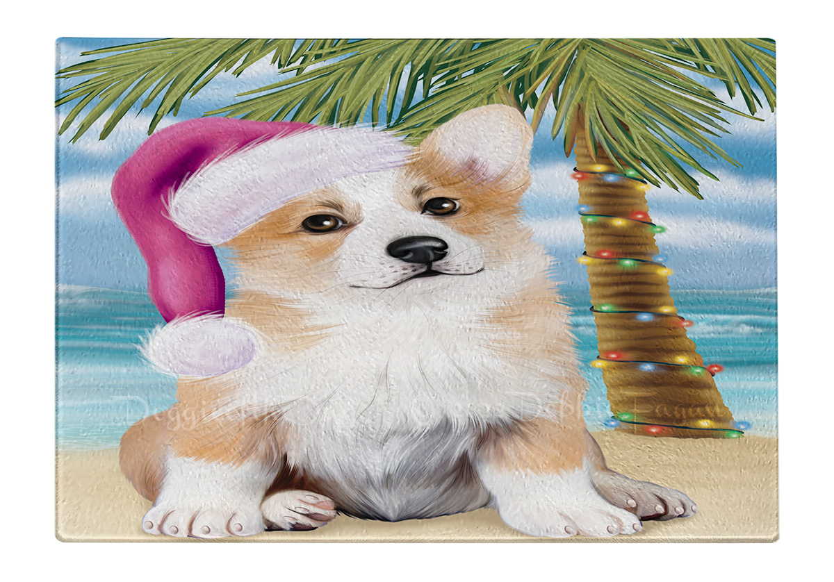 Corgi Dog Cutting Board Tempered Glass Personalized Custom Christmas NWT