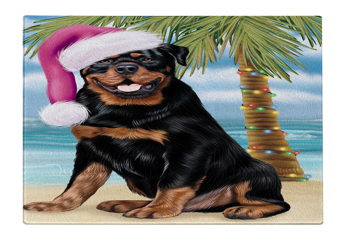 Rottweiler Dog Cutting Board Tempered Glass Personalized Custom Christmas NWT