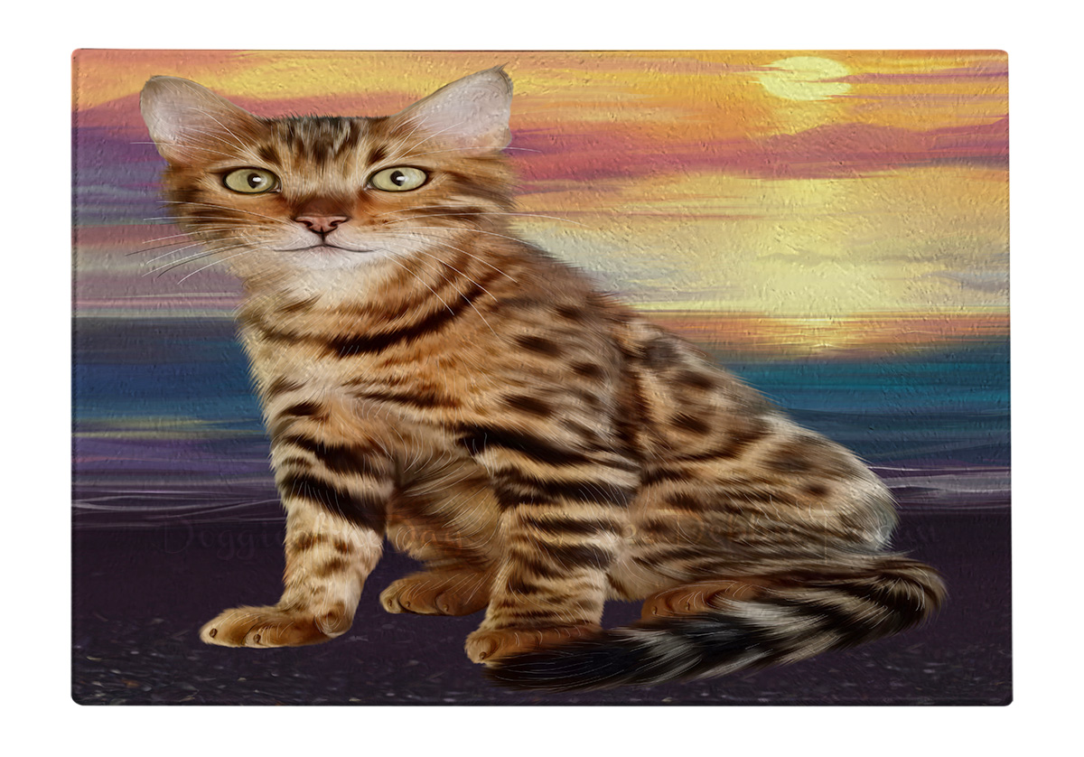 Bengal Cat Cutting Board Tempered Glass Personalized Kitchen Custom NWT