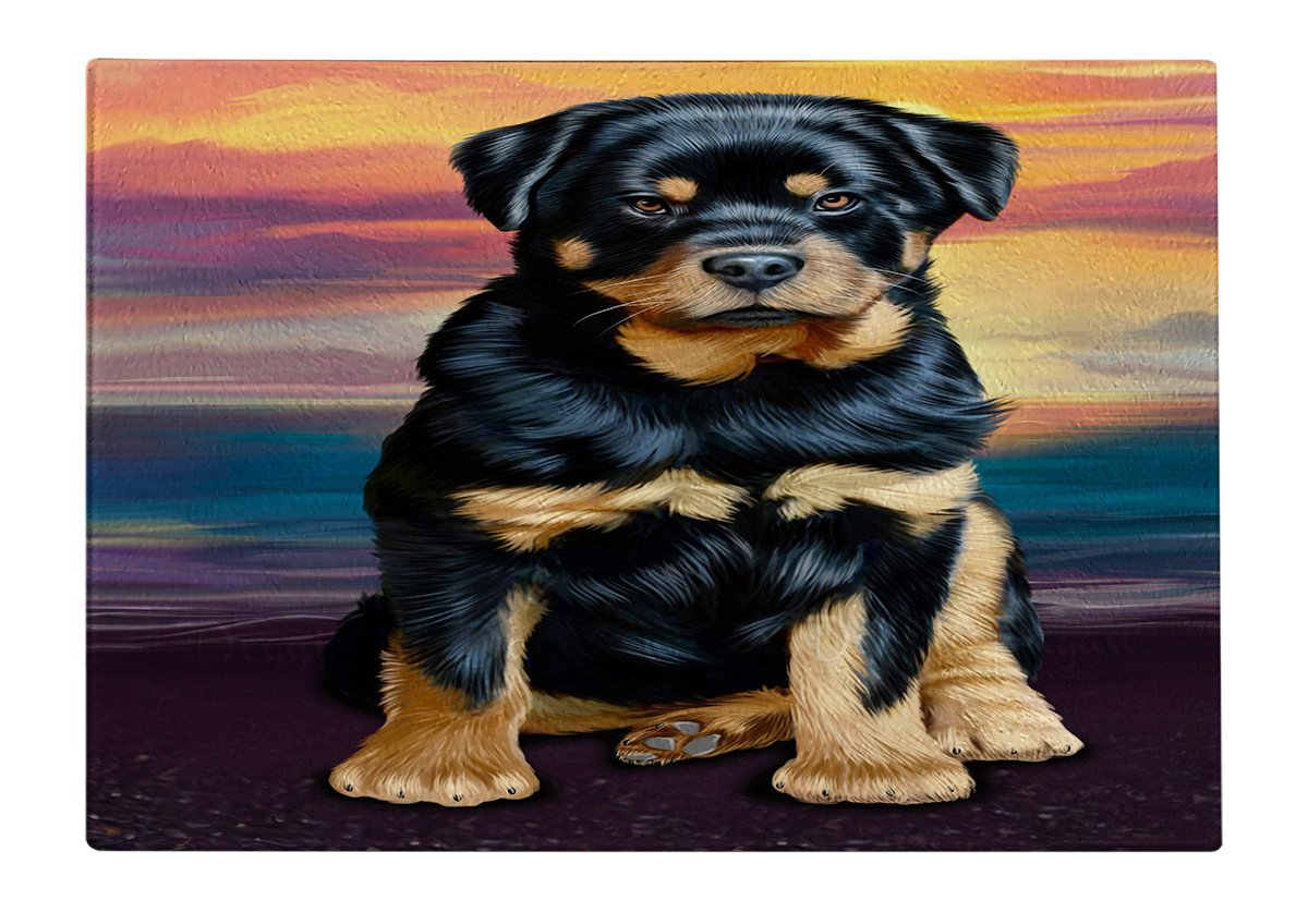 Rottweiler Dog Cutting Board Tempered Glass Personalized Kitchen Custom NWT